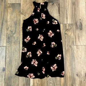 CeCe Black Floral Halter Dress with Pink Blossoms